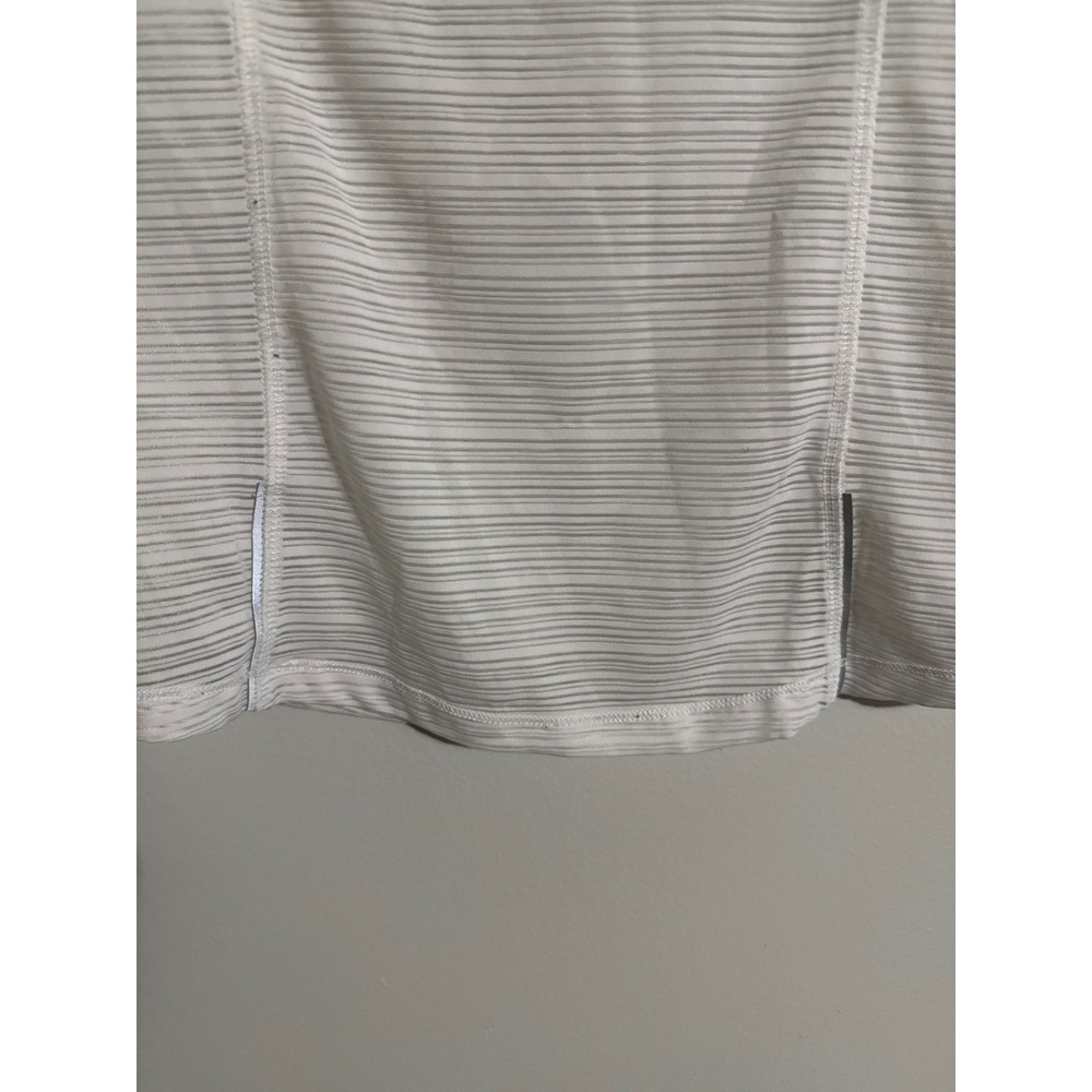 90 Degree by Reflex Womens White Striped Mesh Short Sleeve Activewear Top XS - Picture 4 of 6